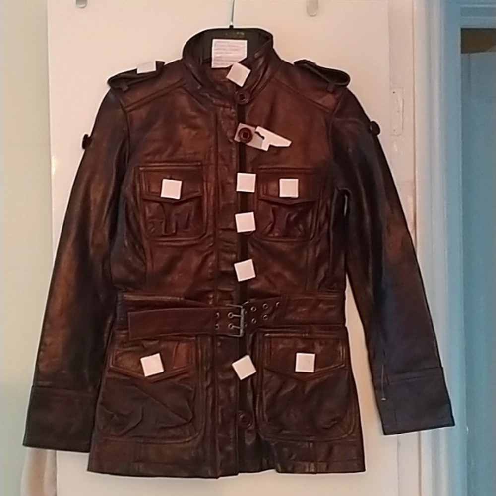 Brown Genuine Leather Jacket new never worn, small